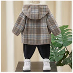 Fashionable Winter Woolen Coat for Boys, Thick Fleece-Lined Mid-Length Kids Jacket