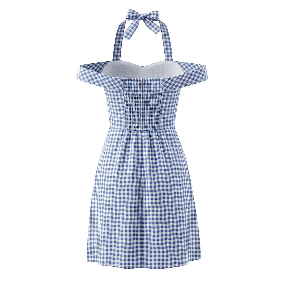 Style Plaid Cute Bow Tie Neckline Bodycon Dress