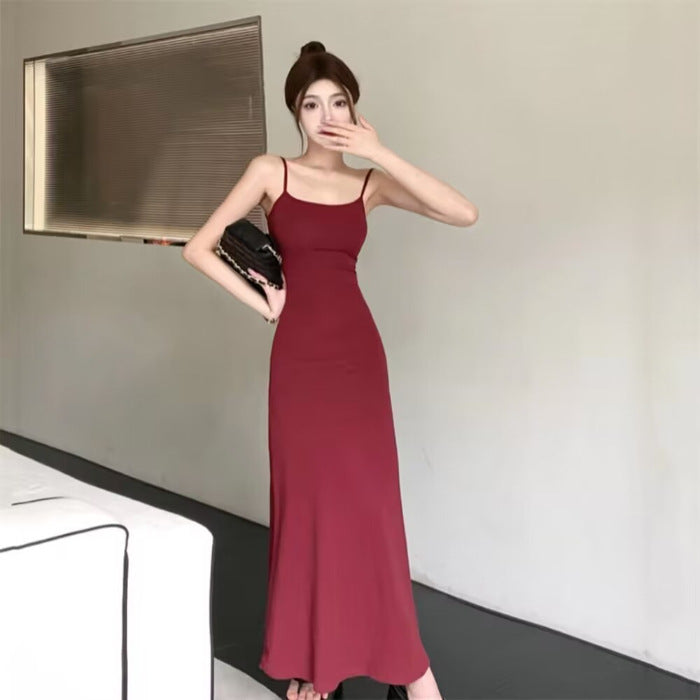 Summer Sexy Stretchy Strapless Dress for Women, Sleeveless Off-Shoulder Fitted Slimming One-Shoulder Inner Long Dress