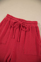 Fiery Red JOLLY Corded Long Sleeve Top and Pockets Pants Set