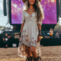 Rock Festival Rock Party V-Neck Printed Dress