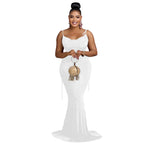 Fashionable Pure Color Sleeveless Long Dress with Shoulder Ties for Women