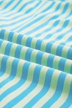 Yellow Stripe Color Block Detail Long Sleeve Pullover Elastic Waist Pull On Shorts 2pcs Set