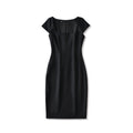 Solid color pullover square neck dress