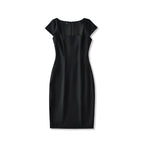 Solid color pullover square neck dress