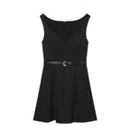 Spicy girl with belt mini dress