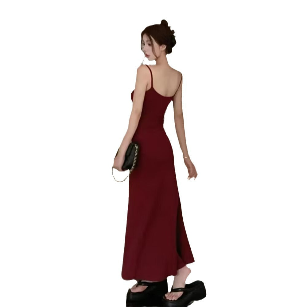 Summer Sexy Stretchy Strapless Dress for Women, Sleeveless Off-Shoulder Fitted Slimming One-Shoulder Inner Long Dress