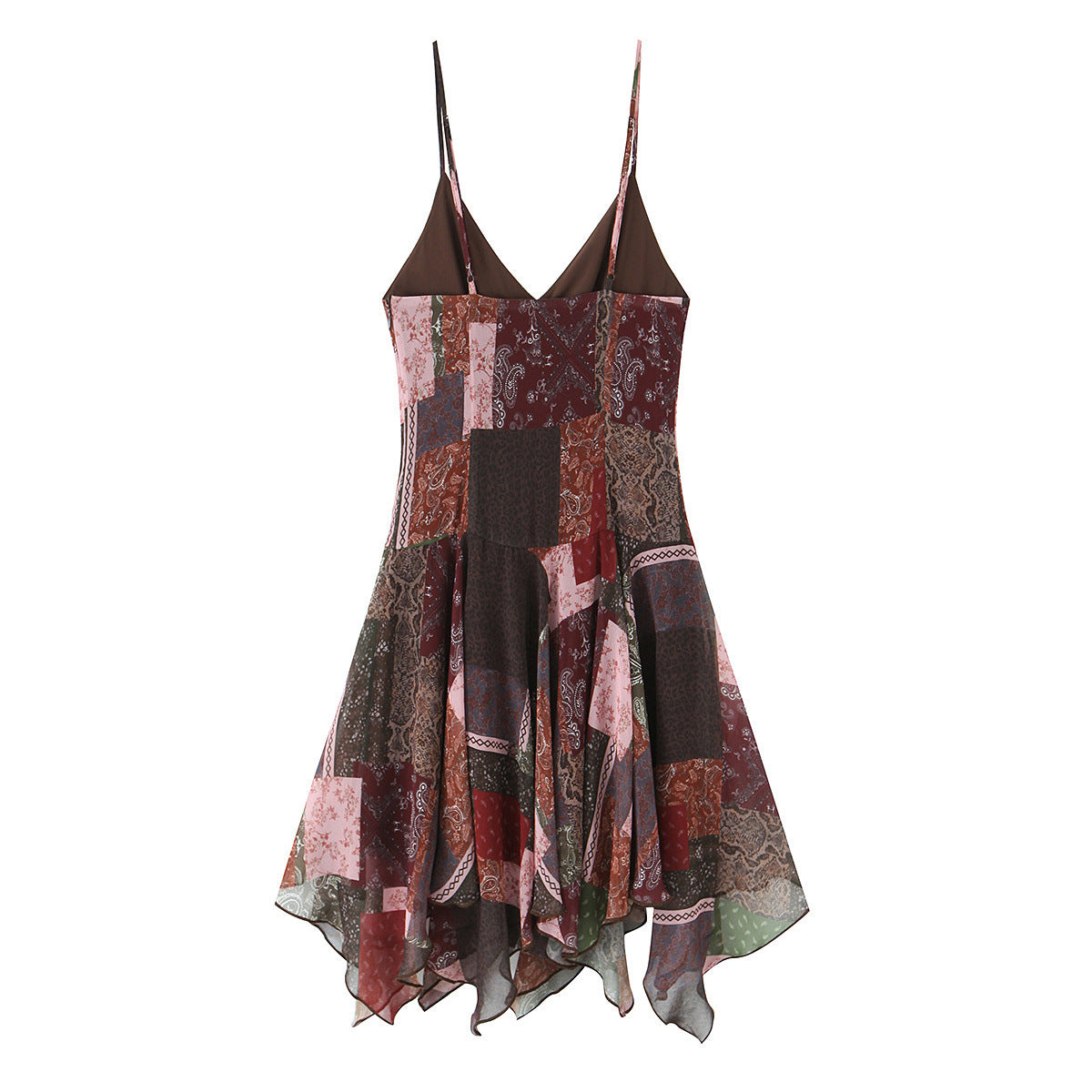 Retro style patchwork camisole dress