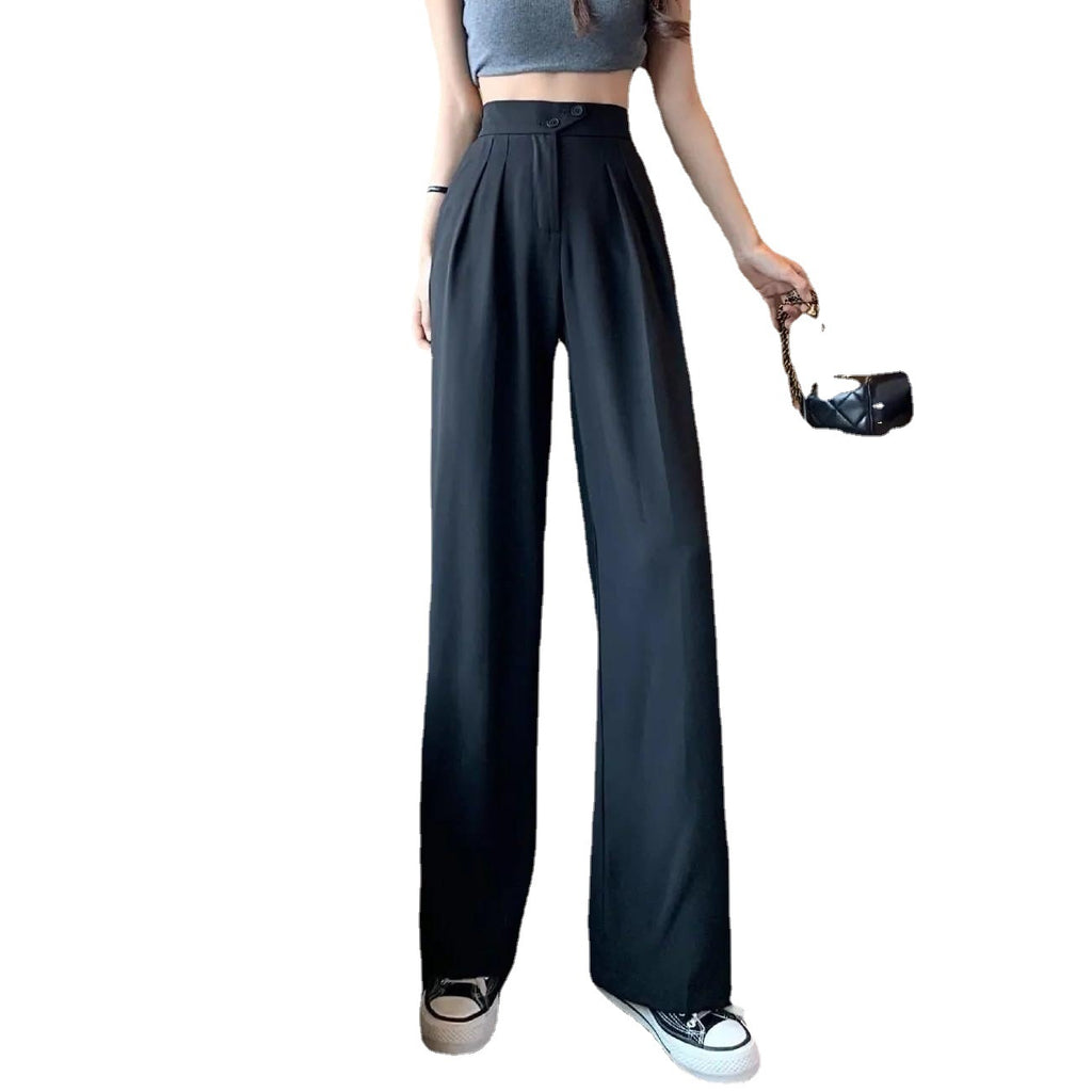 Wide Leg Pants Women Summer Lightweight High Waist Drapey Floor-Length Slim Straight Leg Casual Petite Suit Pants Versatile