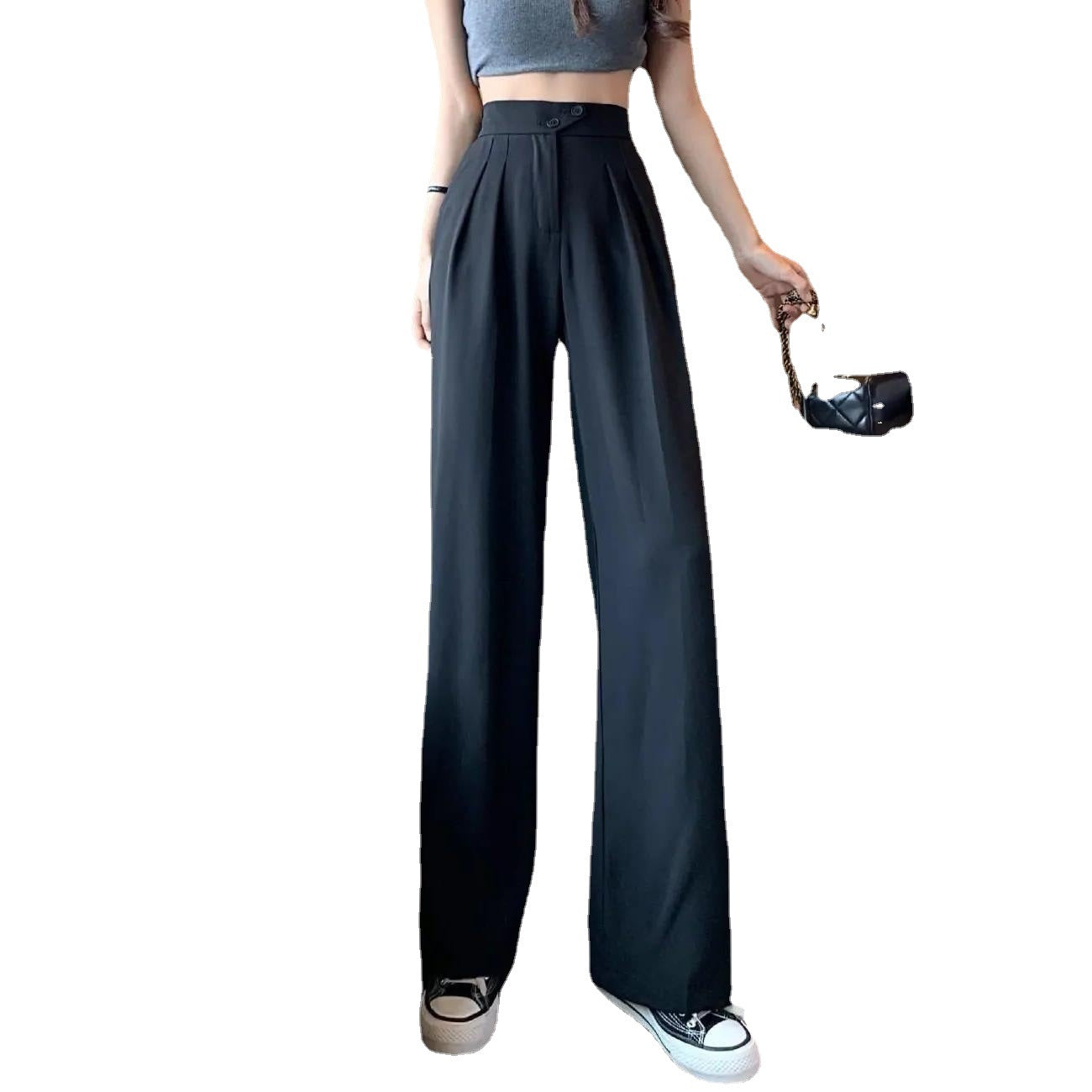 Wide Leg Pants Women Summer Lightweight High Waist Drapey Floor-Length Slim Straight Leg Casual Petite Suit Pants Versatile