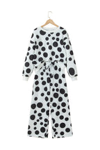 Khaki Polka Dot Long Sleeve Top Drawstring Relaxed Pants Set