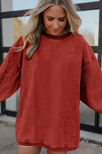 Festival Fuchsia Ribbed Corduroy Oversized Sweatshirt