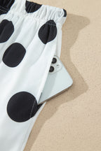 Khaki Polka Dot Long Sleeve Top Drawstring Relaxed Pants Set