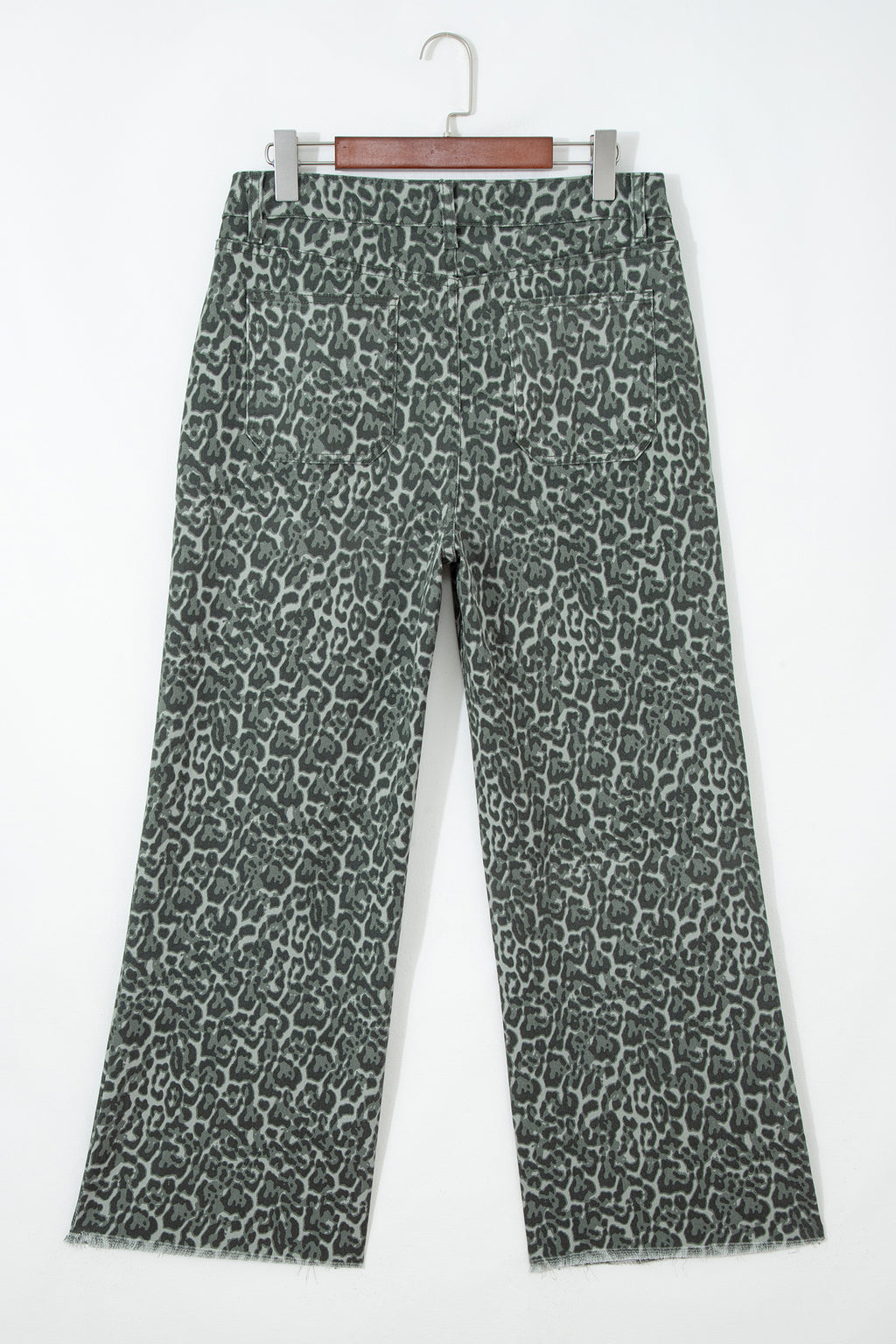 Brown Leopard Frayed Edge Wide Leg High Waist Jeans