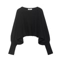 Bubble sleeve short knitted sweater for women