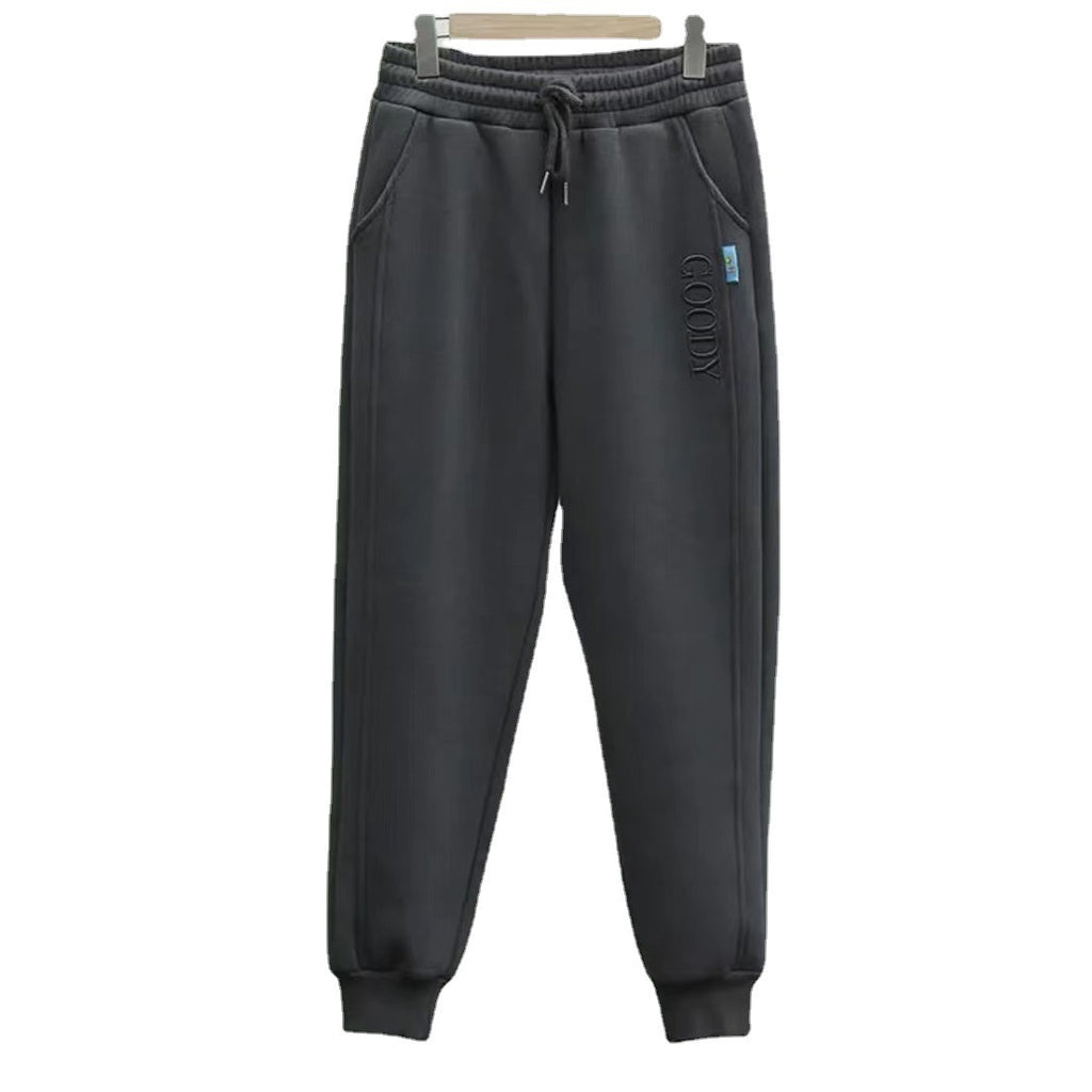 Warm Fleece Thickened Women's Pants Winter Loose Cuffed Slimming Elastic Waist Casual Long Trousers Harem Sweatpants
