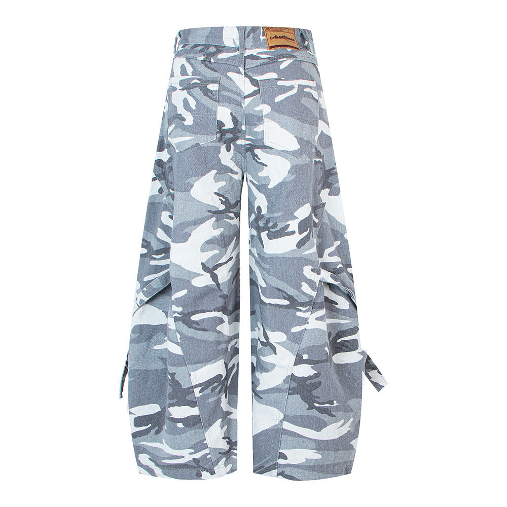 Vintage Distressed Design Oversized Knife-Style Casual Pants for Men and Women
