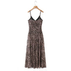 Spicy leopard print elastic mesh sleeveless suspender dress