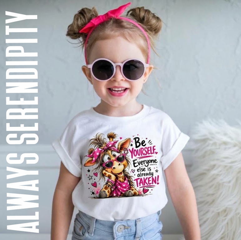 "Be Yourself" Sassy Giraffe T-Shirt ✨ Trendy Kids Positive Affirmation Top