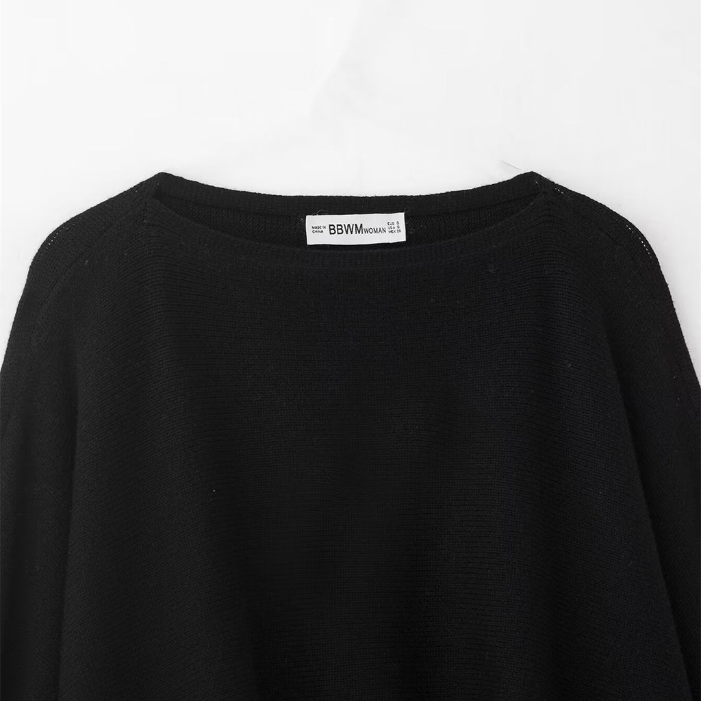 Bubble sleeve short knitted sweater for women