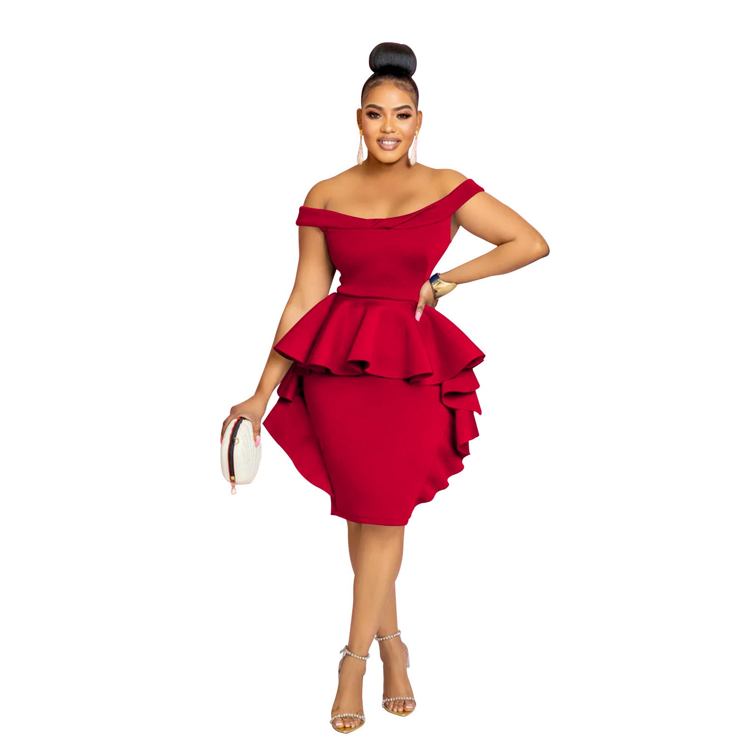 Fashion Women's Solid Color Sleeveless Ruffle Hem Mini Dress