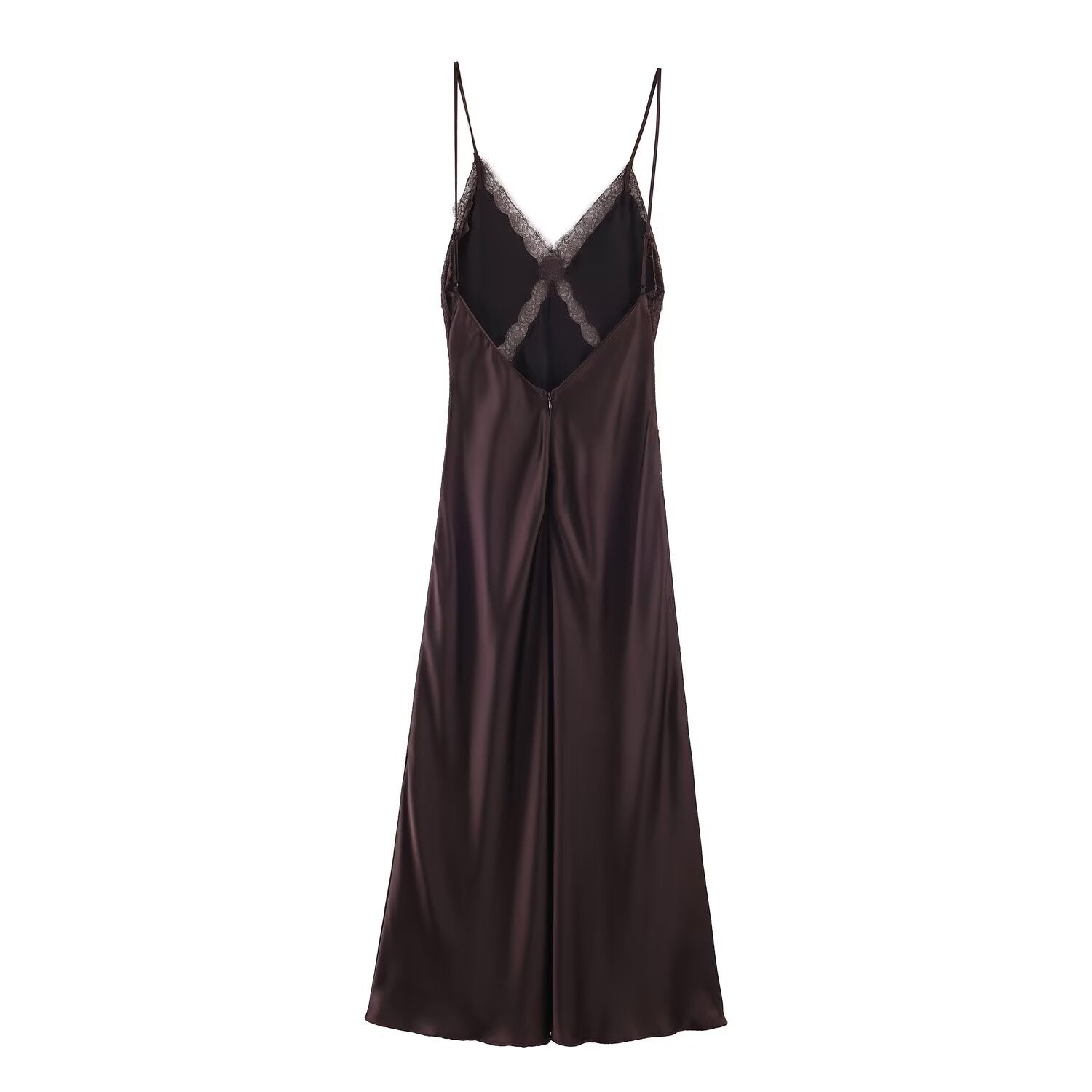 Lace satin texture suspender dress