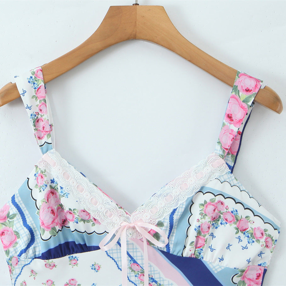 Spicy Girl Printed Satin Mini Strap Dress