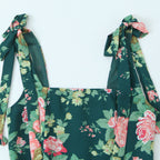 Style Floral Print Sleeveless Side Slit Tie Strap Back Strap Dress