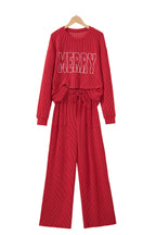Fiery Red JOLLY Corded Long Sleeve Top and Pockets Pants Set