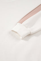 White Color Block Patchwork Drop Shoulder Pullover Casual Shorts 2pcs Outfit
