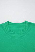 Sachet Pink Solid Color Ribbed Trim Round Neck Ruffle Short Sleeve Sweater