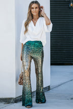 Green Black&Gold Gradient Sequined Pants