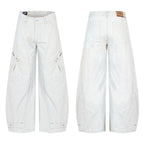 Vintage Distressed Design Oversized Knife-Style Casual Pants