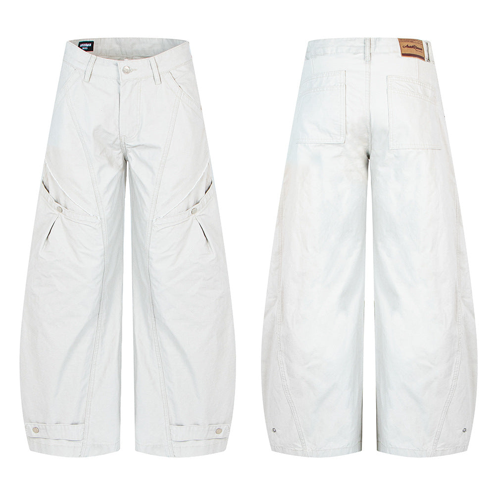 Vintage Distressed Design Oversized Knife-Style Casual Pants