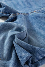 Dusk Blue Seam Detail Ankle Length Cropped BarrelJeans