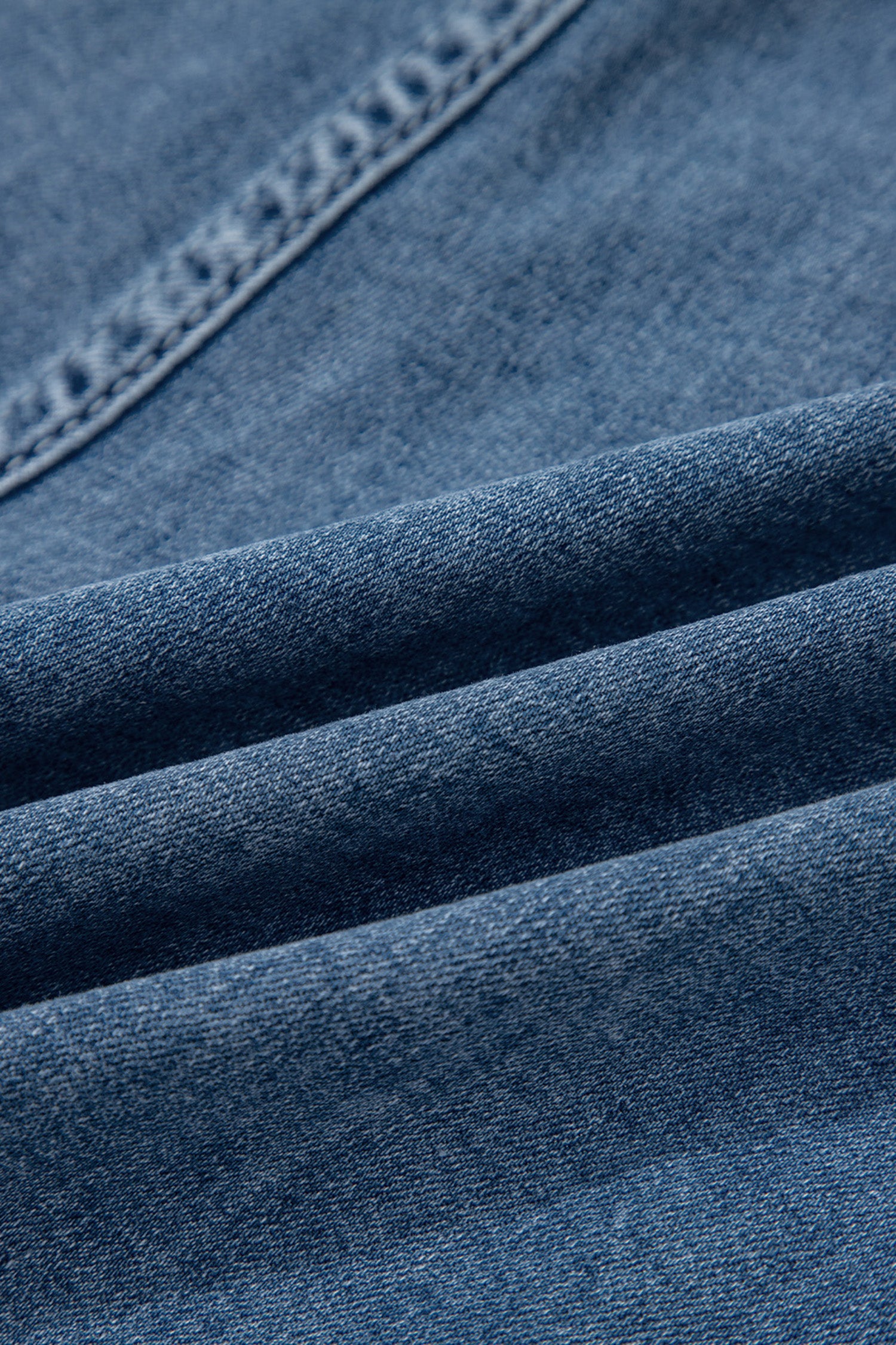 Dusk Blue Flap Pockets Denim Shorts