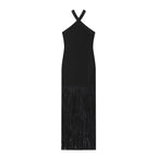 Women's Elegant Classic Strapless Shoulder-Baring Elastic Fringe Dress