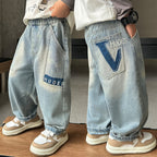 Straight Leg Loose Denim Pants for Boys