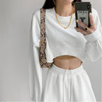 Casual Loose Round Neck Long Sleeve Women's Top  Fashion Women's Crop Sweatshirt