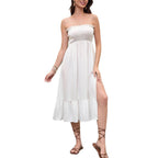 Solid Color Strapless Multi-Way Wear High Waist Mid-Length Dress