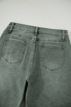 Four Leaf Clover Slight Distressed Raw Edge Wide Leg Jeans