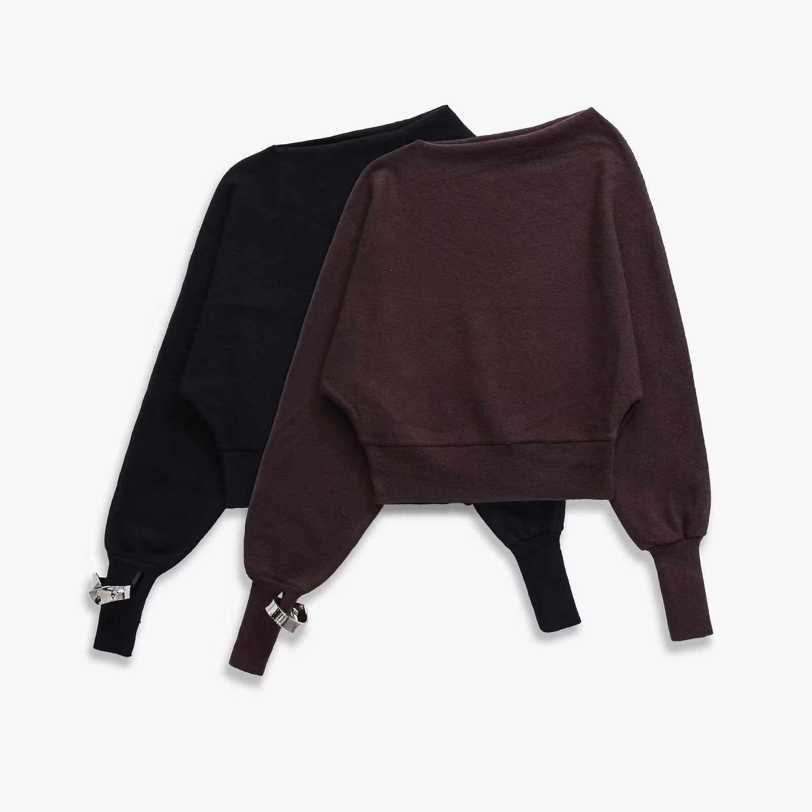 Versatile asymmetric bracelet knit sweater