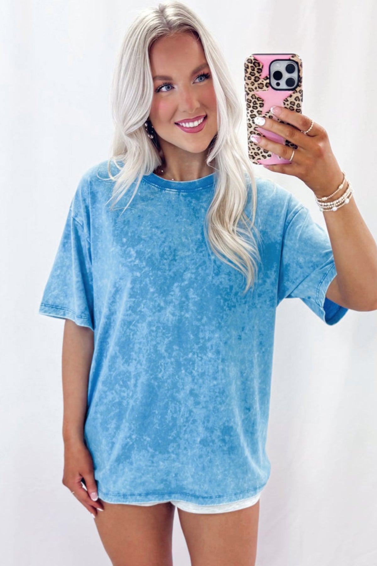 Blue Mineral Washed Oversized Tee
