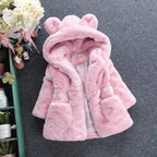 Girls Thick Faux Fur Padded Coat Winter Warm Kids Outerwear Jacket