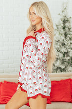 White Santa & Stripes Ruffle PJ Set