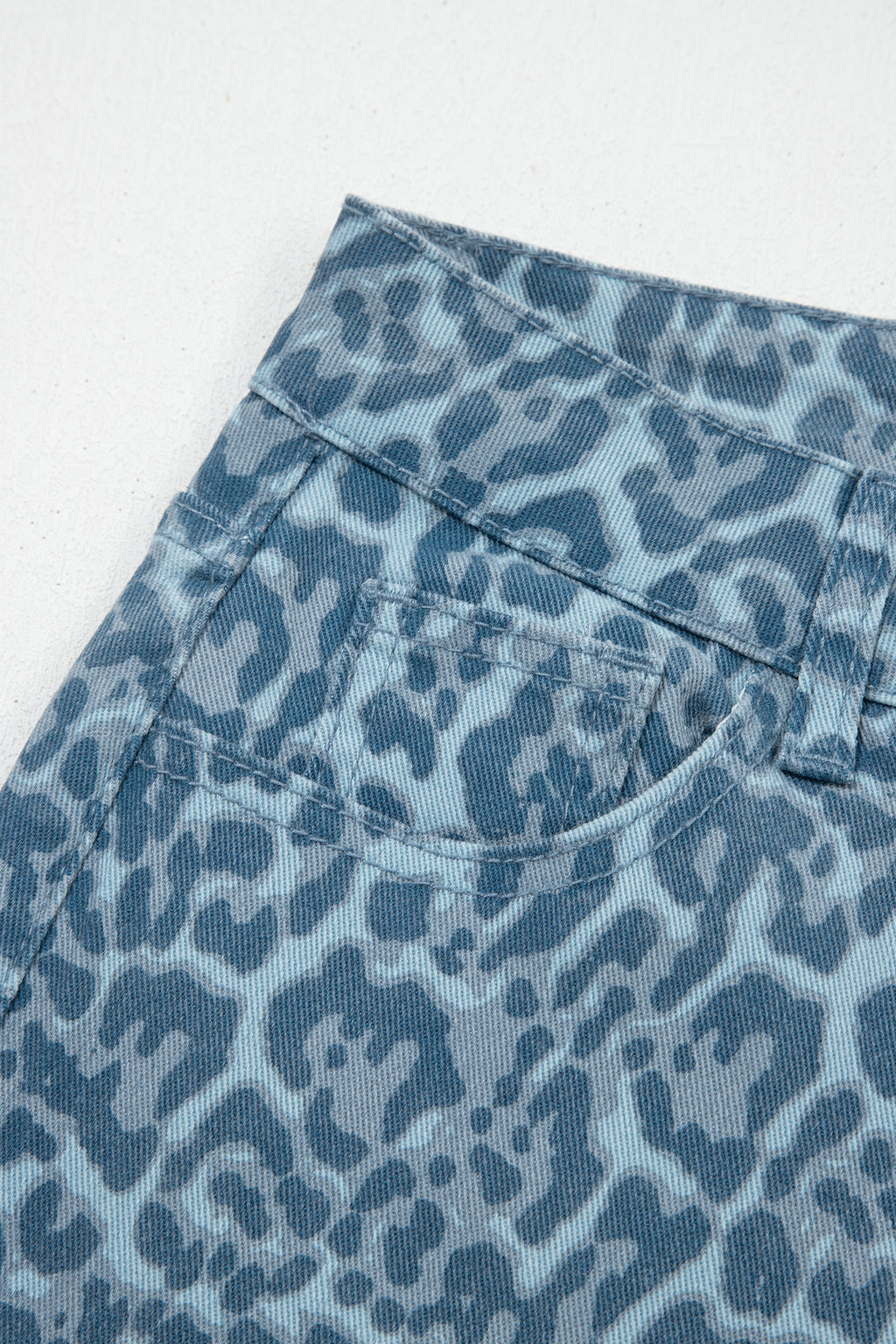 Brown Leopard Frayed Edge Wide Leg High Waist Jeans