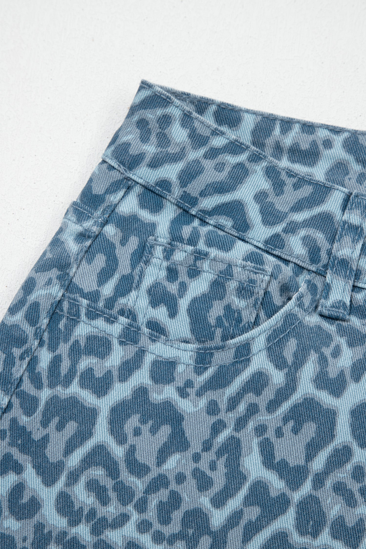 Brown Leopard Frayed Edge Wide Leg High Waist Jeans