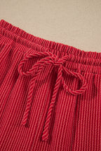 Fiery Red JOLLY Corded Long Sleeve Top and Pockets Pants Set