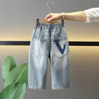 Straight Leg Loose Denim Pants for Boys