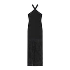 Women's Elegant Classic Strapless Shoulder-Baring Elastic Fringe Dress